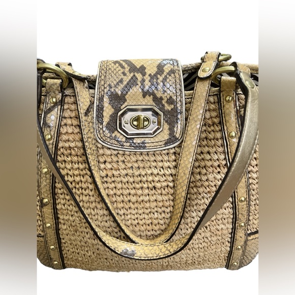 Coach Natalie Weekender Straw Shoulder Bag Tote - Picture 6 of 16